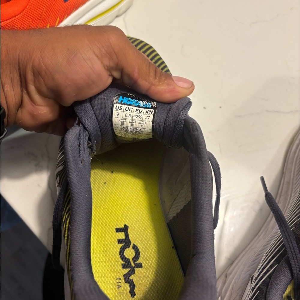Hoka One One Gray and Yellow Athletic Shoes